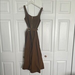 Anthropologie Brown Square Neck Midi Sundress